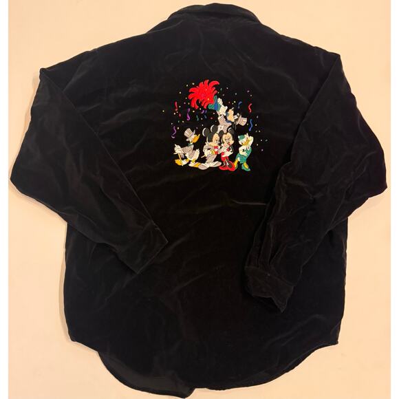 Vtg The Disney Store Mickey & Friends Velour Embroidered Button Down Women's L - Picture 4 of 5